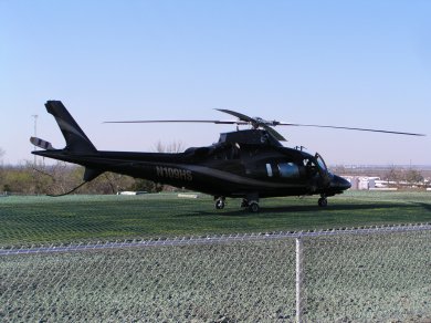 Helicopter landing on a TYPAR GrassProtecta Helipad