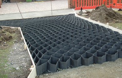 TYPAR geocell provides an engineered soil stabilization solutionction driveway